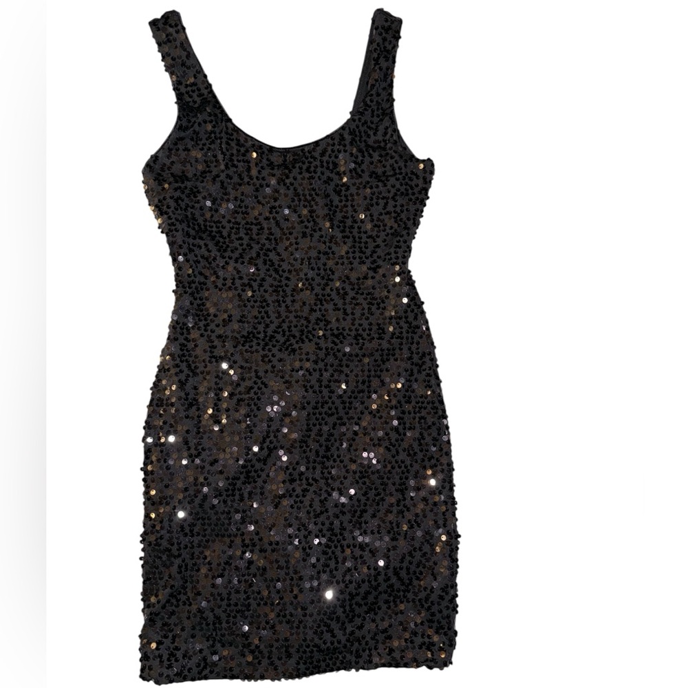 As U Wish Sparkling Black Mini Dress